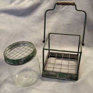 Vintage style metal flower glass vase